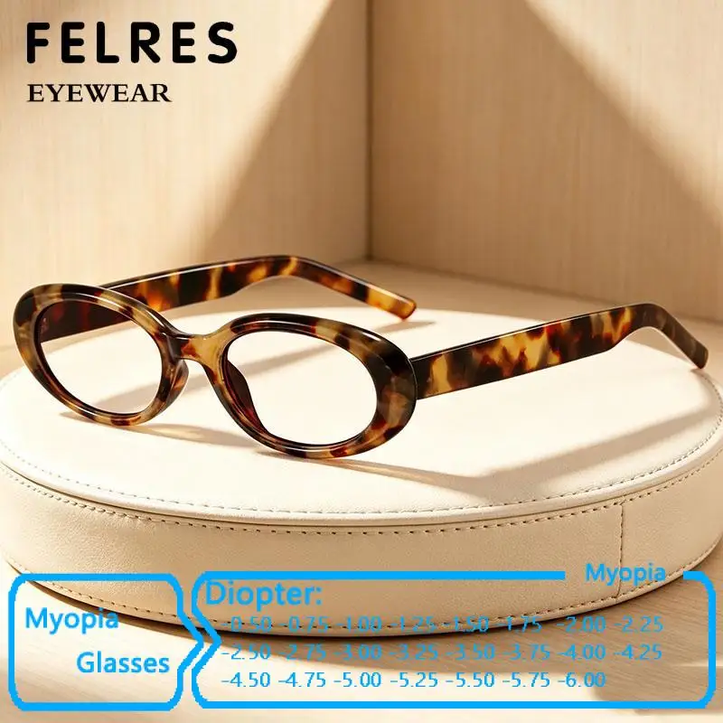 -0.5-1.0 To -6.0 Oval Small Frame Anti Blue Light Clear Myopia Glasses Women Optical Driving Eyewear Negative Diopter Female