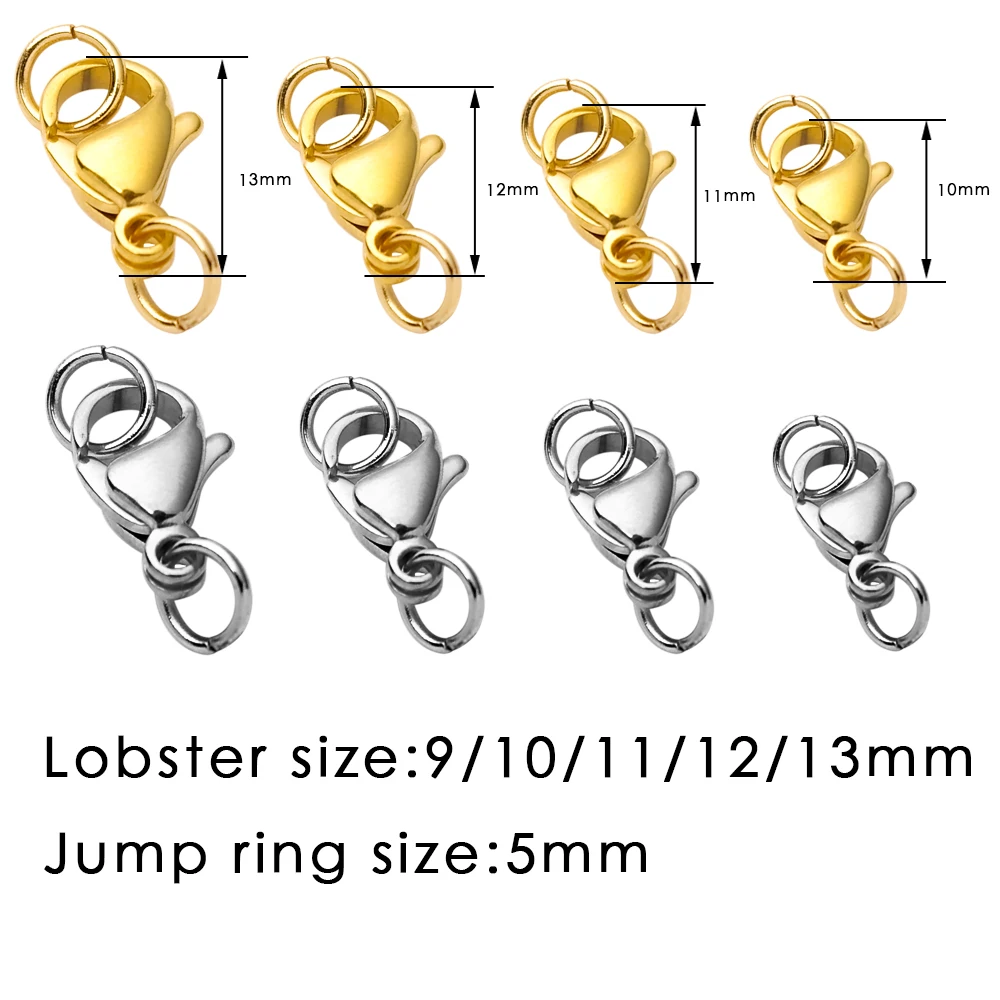 30pcs Stainless Steel Lobster Clasp With Jump Rings For Diy Chain Necklace Bracelet Jewelry Making Findings Supplies Connect