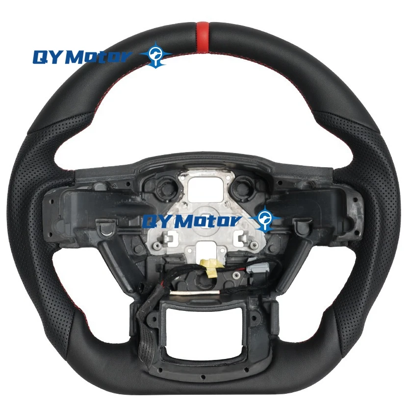 Heated Full Leather Steering Wheel For Ford F150 F-150 Raptor 2015-2020 Customized Steering Wheel Red Stripe With Paddle Holes