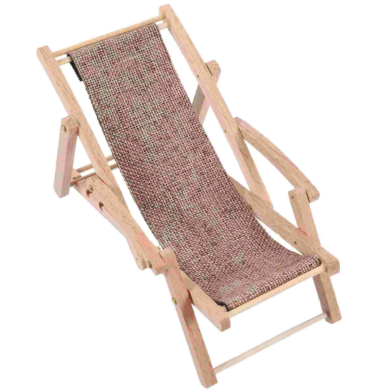 Miniature Furniture Model Beach Chair Decor House Ornament Wood Micro Landscape