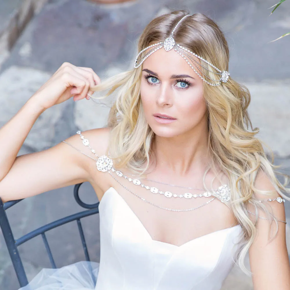 Jewelry hair accessories fashion matching crystal hair chain women temperament simple multi-layer forehead type diamond