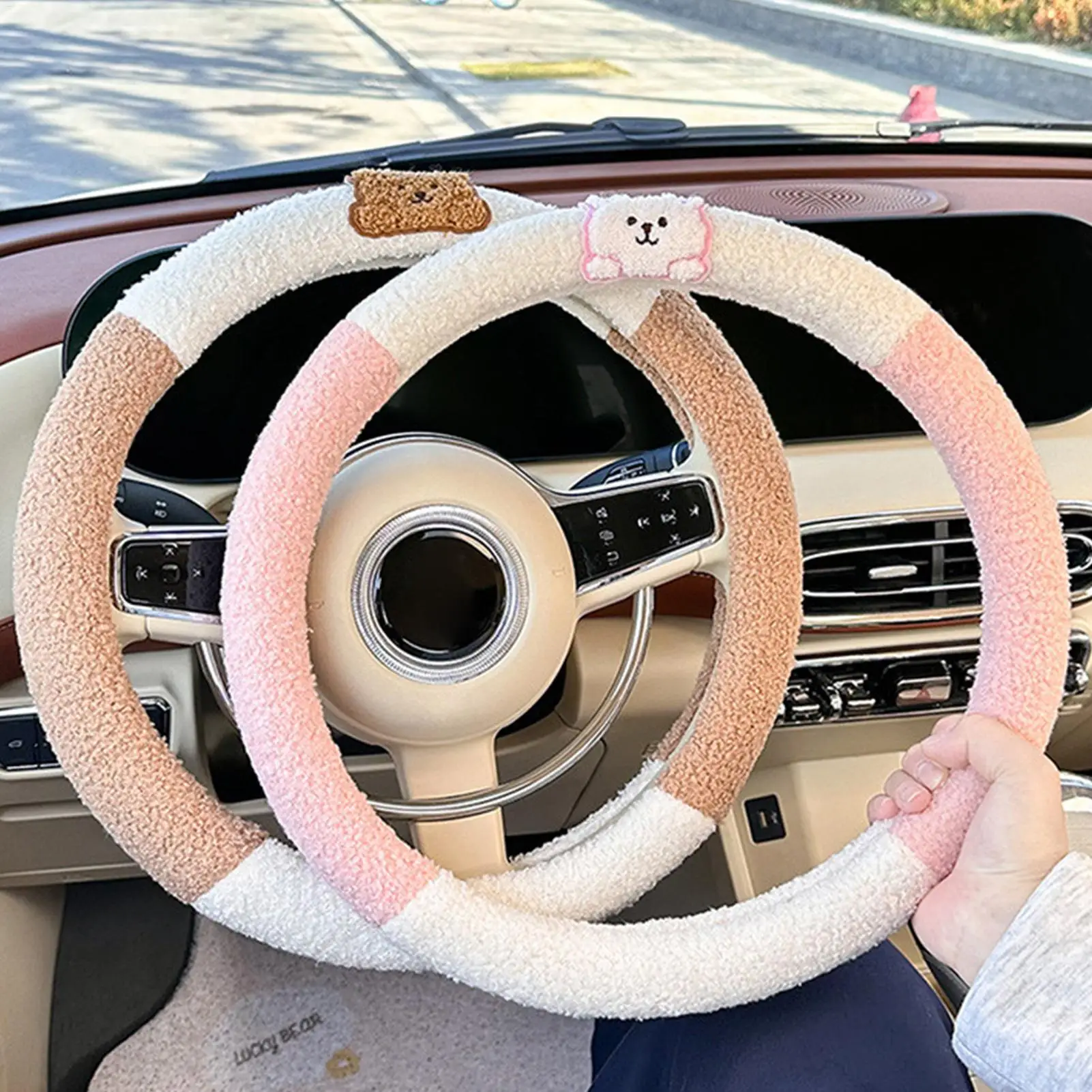 

Steering Wheel Cover 15 Inch Lamb Wool Auto Handle Decor Car Steering Wheel Covers Cute With Animal Design For Decoration Men