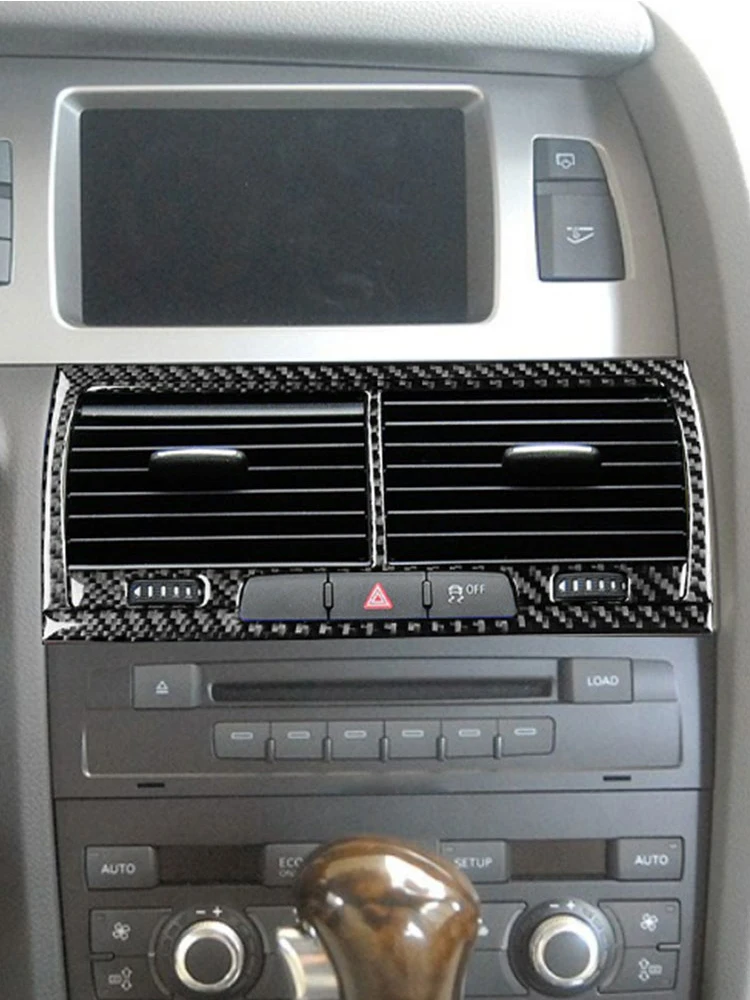 Soft Carbon Fiber Car Interior Accessories Central Air Conditioning Vent Frame Trim 3pcs For Audi Q7 2007 2008 2009 2010-2015