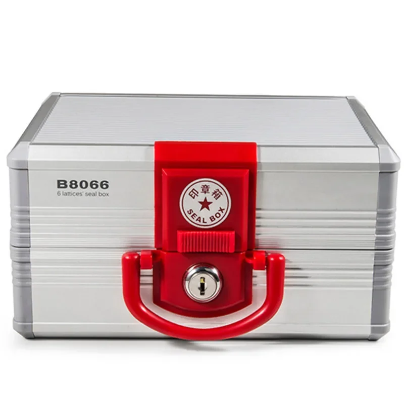 Draagbare grote kleine kantoorbenodigdheden kofferdoos 6, 9-raster verstelbare aluminiumlegering PC bedrijf financiële zegel opslag gereedschapskist