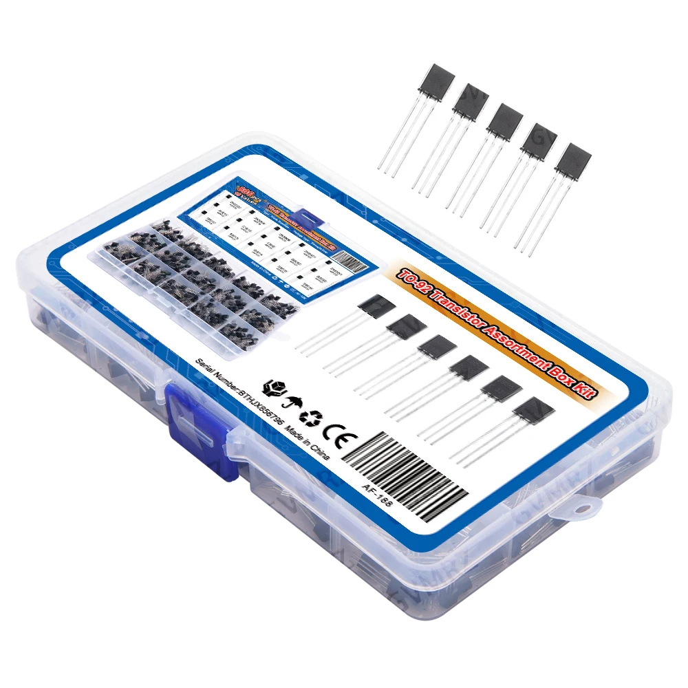 600PCS 15Value x 40Pcs Transistor TO-92 Assortment Box Kit Transistors 2N2222 2N3904 2N3906 C945 S8050 Direct-plug triode box