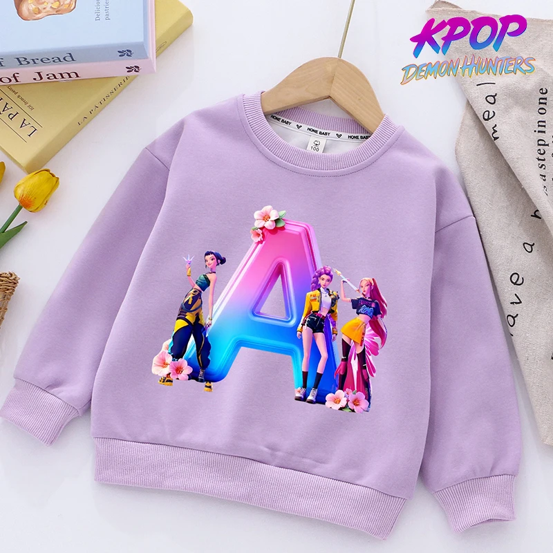 

KPop Demon Hunters Tops Cartoon Sweaters Children Baby Long Sleeve Girl Sweatshirt Kid Clothing Fall Hood Sweat Shirts Clothes