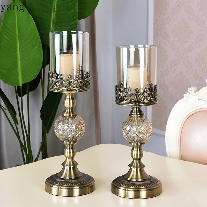 CX wrought iron candlestick lace creative wedding bronze retro romantic butter lamp candlelight dinner candlestick ornament