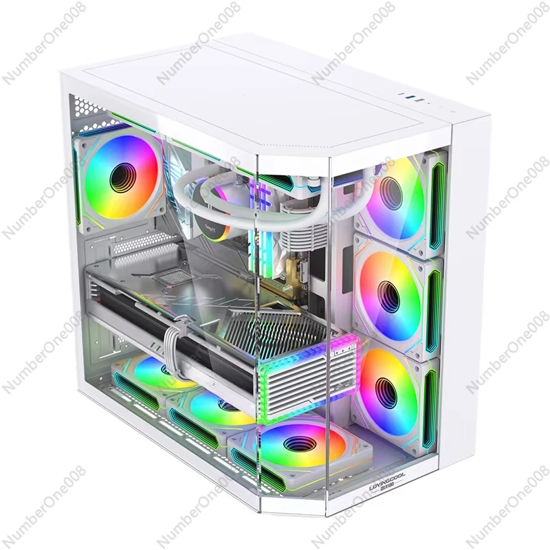 Mid-Tower Gaming Computer Case, ATX RGB Desktop PC Chassis with Tempered Glass Side Panel, Supports 360mm Radiator