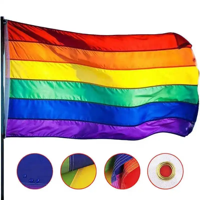 Stitched Rainbow LGBT Flag Gay Pride 90x150cm Waterproof Durable Homosexual Banner Home Outdoor Decoration Celebration Parades