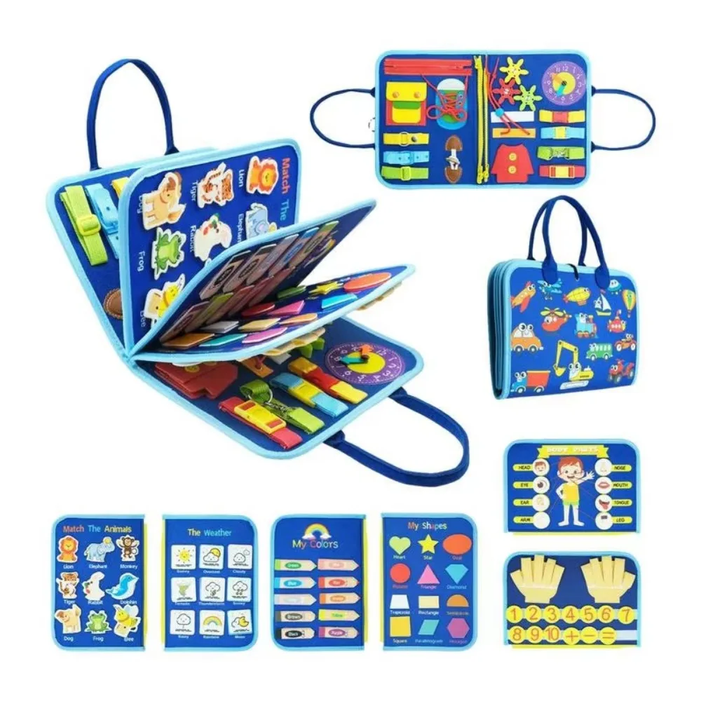

Creative Cute Felt Busy Board Life Skills Cartoon Toddlers Montessori Toys Educational with Handle Baby Cloth Book