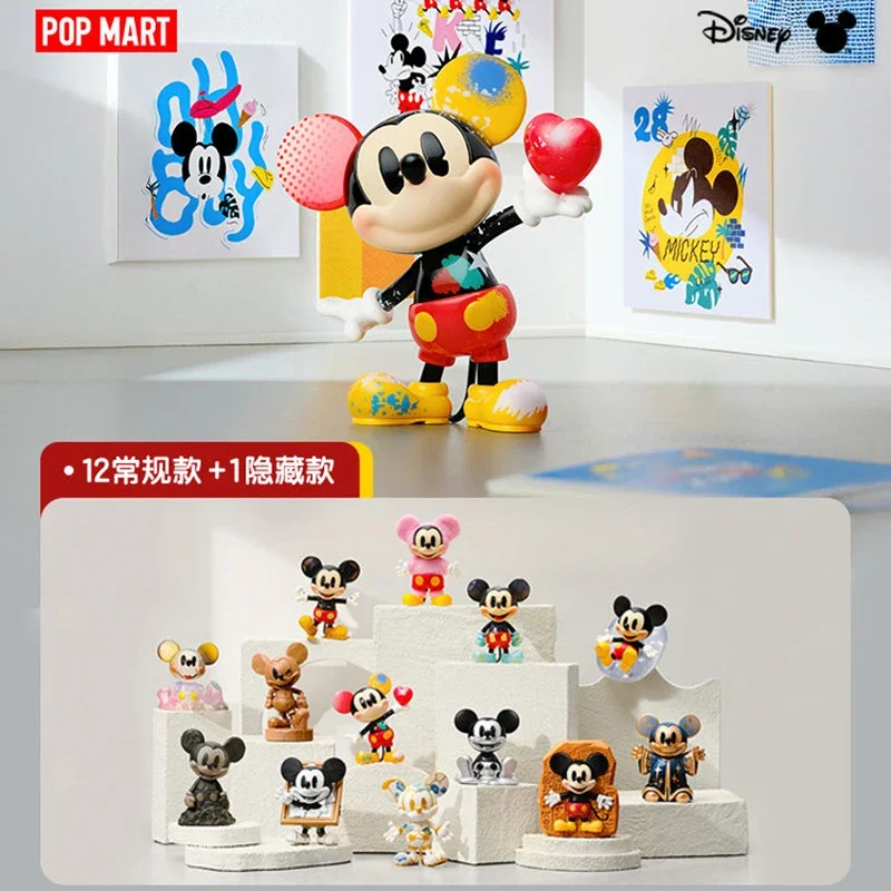 POPMART Disney Mickey Boundless Creativity Series Blind Box Toy Kawaii Anime Action Figure Surprise Mystery Box Dolls Girls Gift