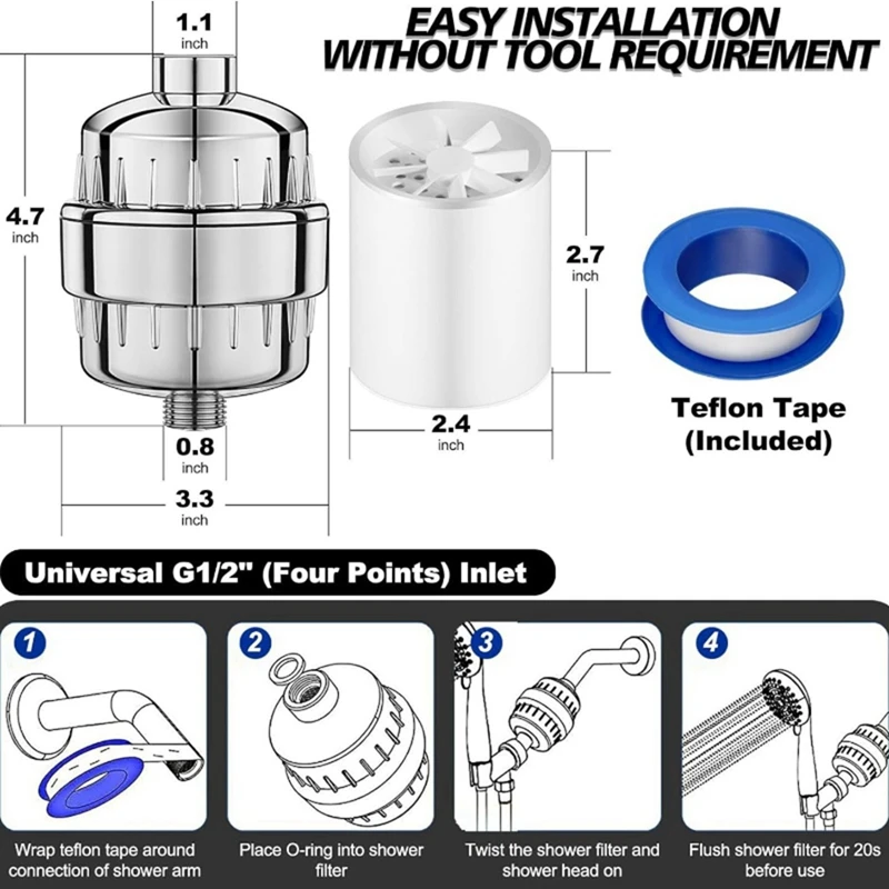 25Stage Diversion Output Shower Water Filter Remove Chlorine Fluoride Heavy Metals Filtered Soften Water For Shower Head