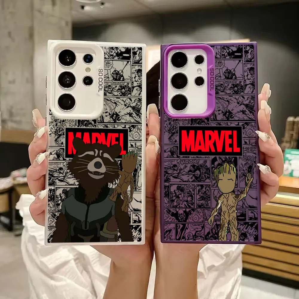

Faceless Marvel Groot Rocket Luxury Case For Samsung Galaxy S25 S24 Ultra S23 S21 S20 FE S22 Ultra Plus Shockproof Phone Cover