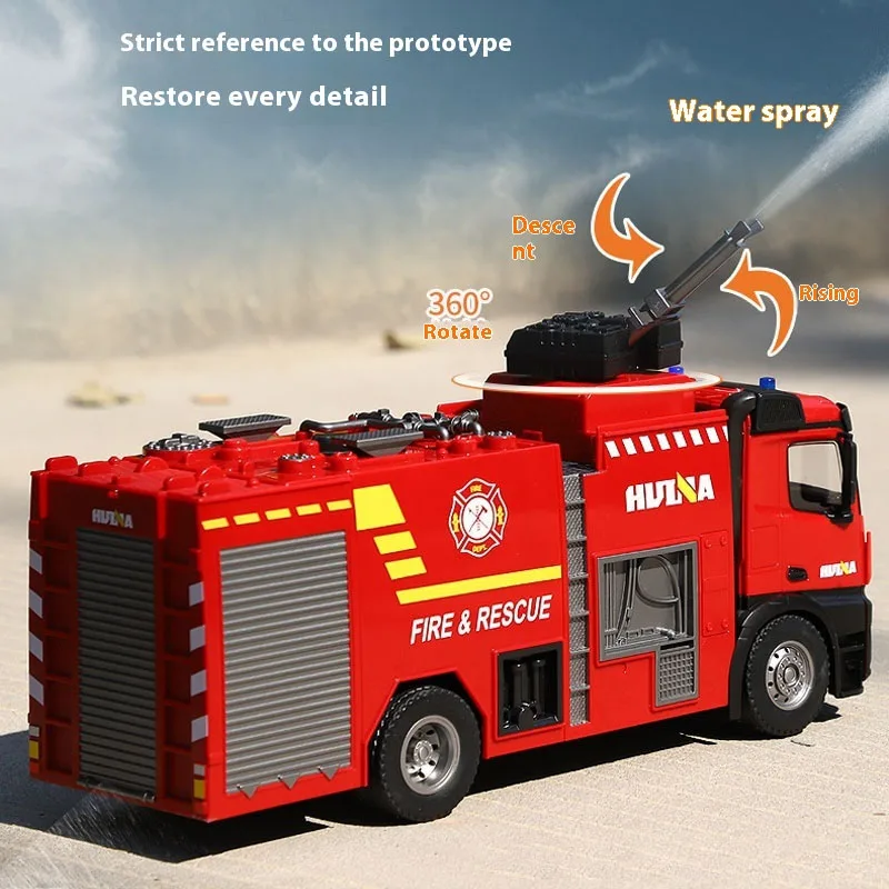 Huina 1:14 22ch Fire Fighting Sprinkler 1562 Simulation Box Type Elevator Electric Remote Control Rescue Fire Truck Boy Toy