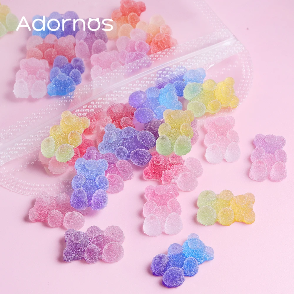 30 Uds. De accesorios de resina de oso de goma, molde de silicona con gradiente de relleno de osos de color caramelo, relleno de coctelera de resina, materiales para manualidades DIY
