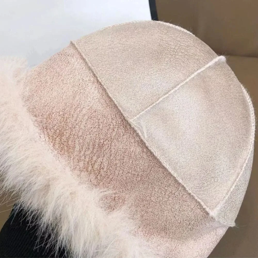 Lässige warme Mütze aus Kunstpelz, Nerzmütze im koreanischen Stil, Bucket Hat, Einfarbige Beanie-Mütze für den Außenbereich – Detail 12