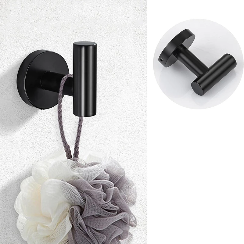 Juego de accesorios de baño modernos, barra de toalla de acero inoxidable, anillo de toalla, soporte de papel, gancho de montaje en pared, negro mate