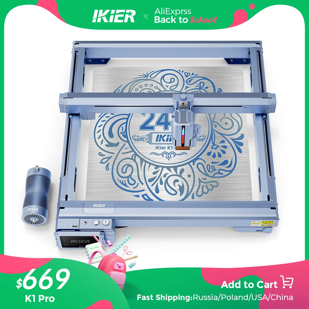 

iKier K1 Pro 24W Laser Engraving Machine DIY CNC Laser Engraving Cutting Engraving Fixed-Focus Ultra-Fine Laser