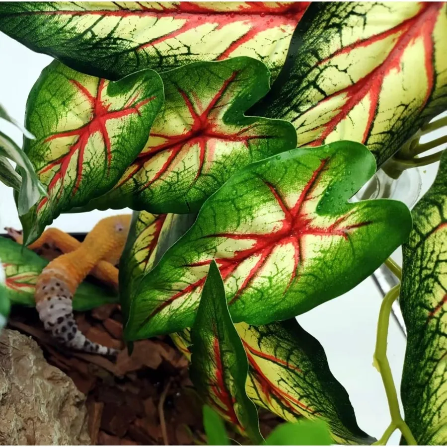 نباتات معلقة صناعية مع كوب شفط لديكور موئل برمائي تررم مثالي لخزان السلحفاة على شكل ثعبان الحرباء