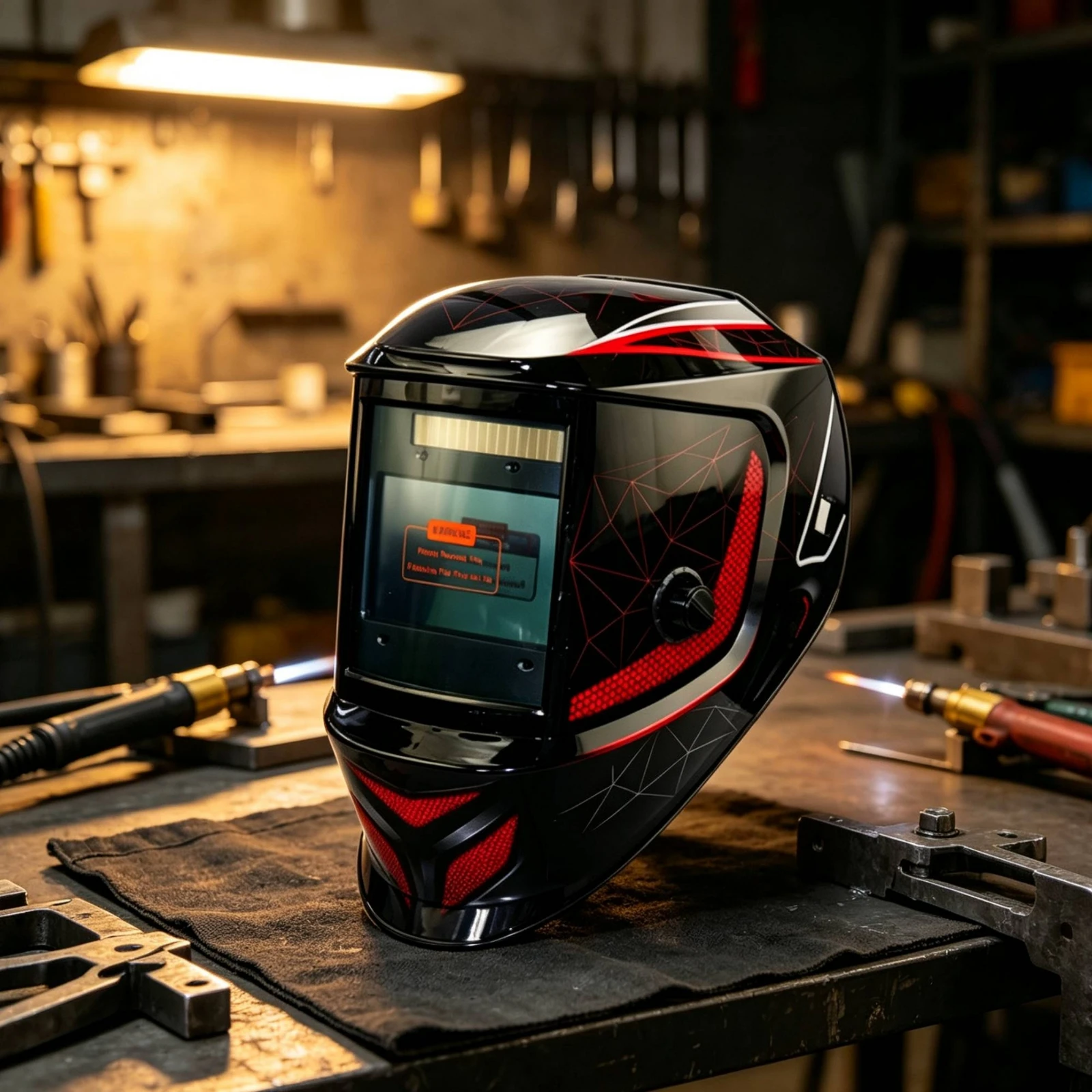 Auto-Darkening Soldering Helmet Solar-Powered Soldering Mask with Adjustable Knob Face Visor Natural-Color Head-Mounted