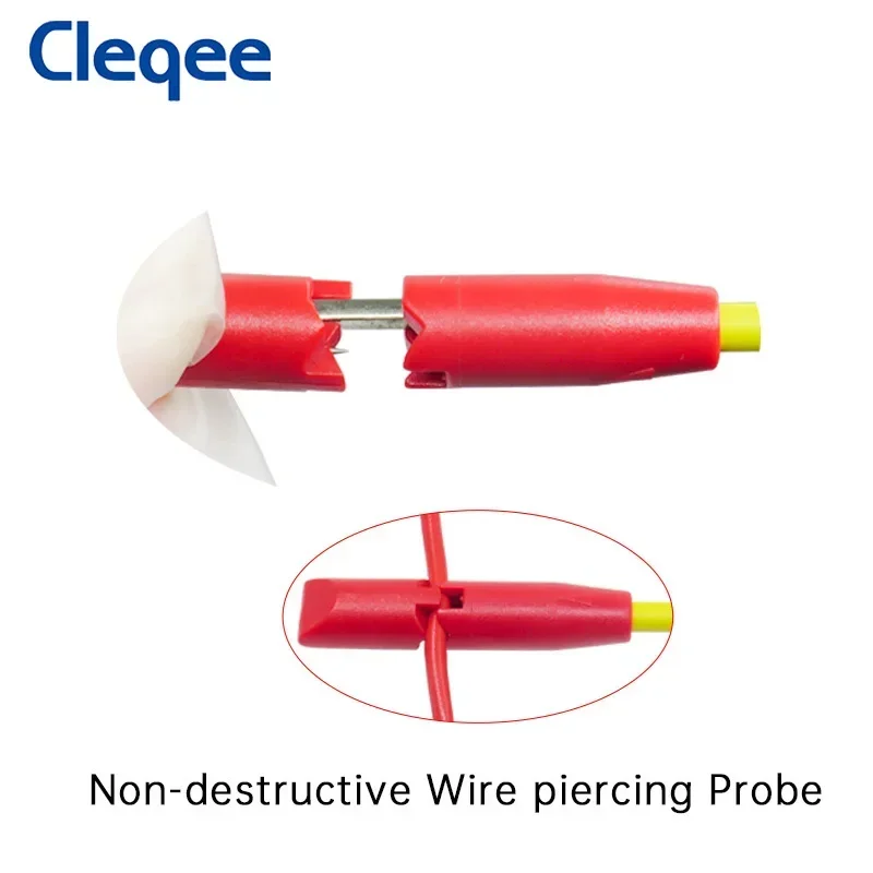 Cleqee P5005 Quick Wire Piercing Probe Multimeter Test Hook Clip Professional Needles with 4mm Socket 10A