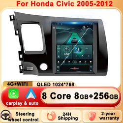 Car Radio Carplay For Honda Civic 2005-2012ย For Tesla GPS Navigation Video Android Auto Stereo Multimedia Player 5G Wifi No 2din