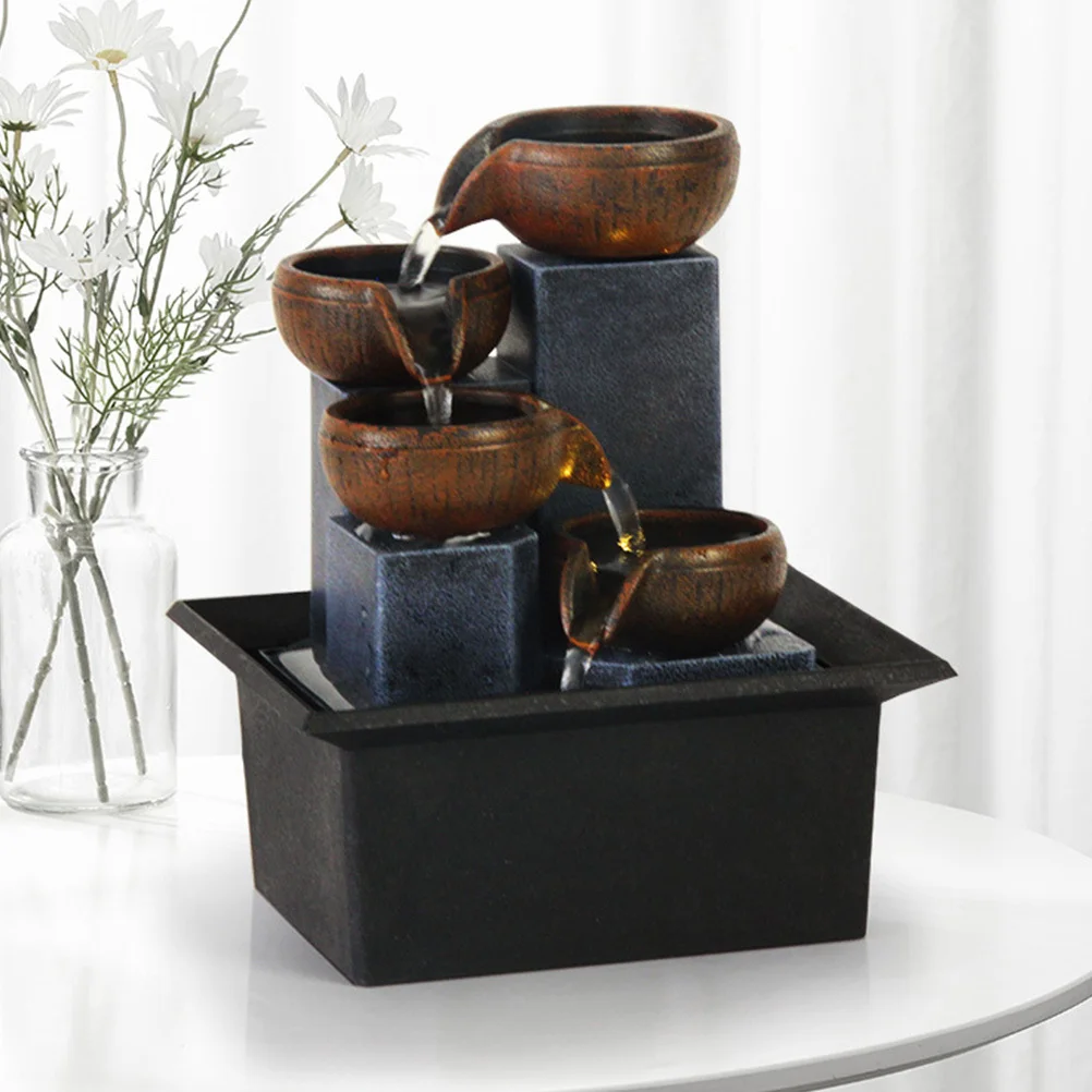 

Tabletop Water Fountain Small Decorative Waterfall Ornament Office Home Desktop Fountain Decor Running Water Adornment