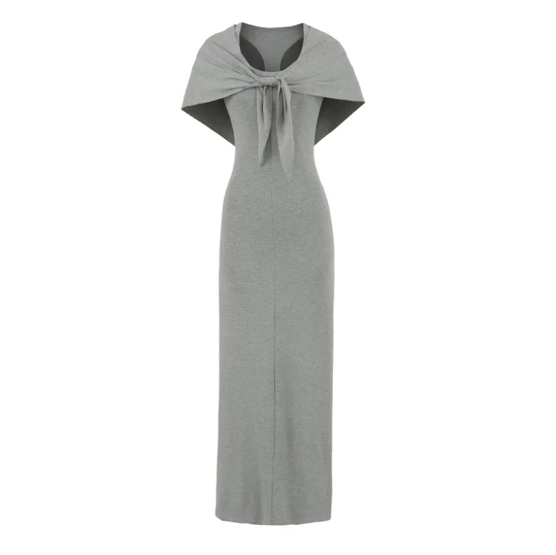 女性ノースリーブウエストレースアップツイストベストミディドレス