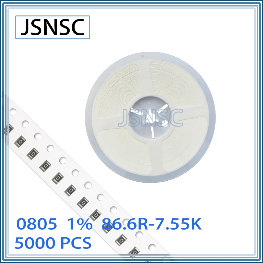 JSNSC 0805 F 1% 5000pcs 86.6R-7.55K CHIP smd 2012 resistor 118R 120R 121R 124R 127R 130R 133R 137R 140R 143R 147R 150R 154R 158R