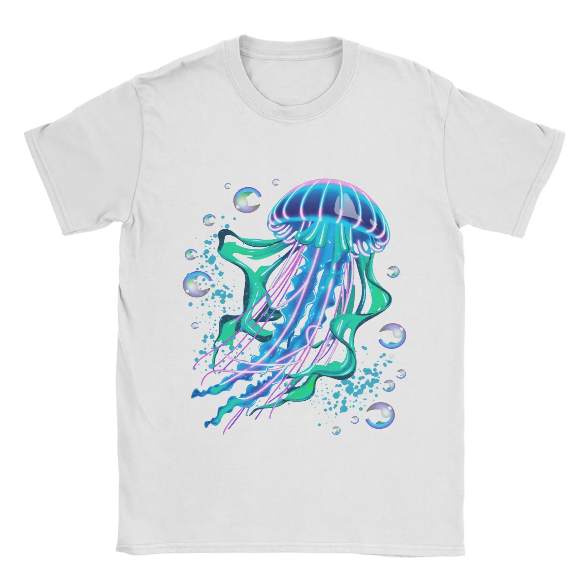 Humor Aero Jellyfish Fiber Optic Art T-Shirts for Men Women 100% Cotton T Shirts Frutiger Aero Short Sleeve Tees Graphic Clothes