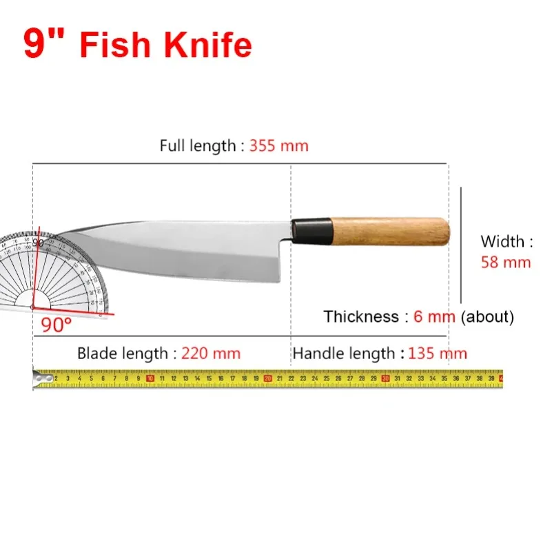 Sashimi Knife Sharp Blade Slicing Fruit Meat Cleaver Fish Knife Barbecue Knife Wooden Handle Boning Knife Utility Kitchen Knives