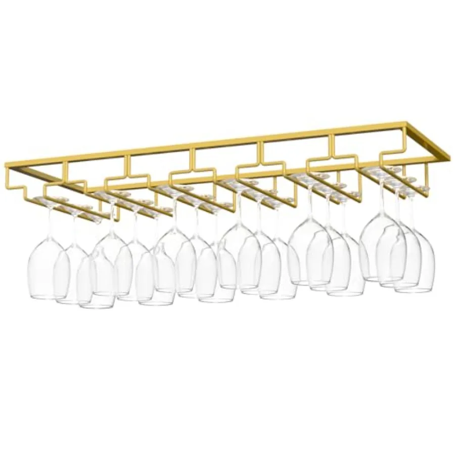 

Wine Glass Rack - Under Cabinet Stemware Wine Glass Hanger Rack Holder for Bar Kitchen Cabinet