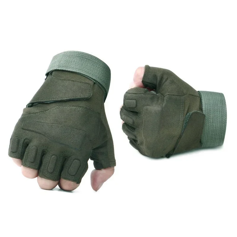 Black Half Finger Tactical Gloves SWAT Military Training Gloves Mens Outdoor Sport Shooting Airsoft Riding Driving Army Green