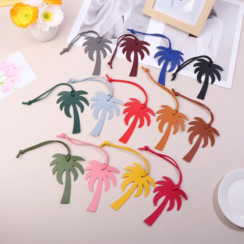 Coconut Tree PU Leather Keychain Creative Shape Luxury Backpack Pendant Women's Bag Charm Accessories Gift