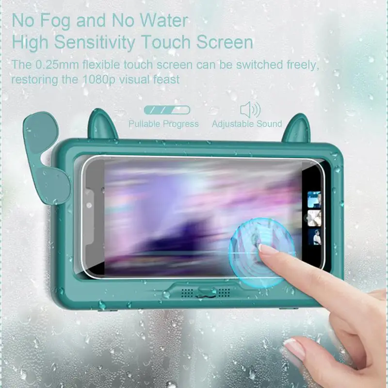 Bathroom Phone Case Touch Screen Mount Stand Phone Case Holder Shower Accessories High-Sensitivity 360 Rotation Anti-Fog For