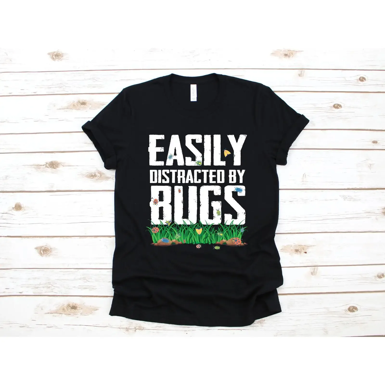 Easily Distracted By Bugs T Shirt Cute Insect Bug Lover Casual Apparel for Kids Adults vintage Washed homme Stylish Versatile