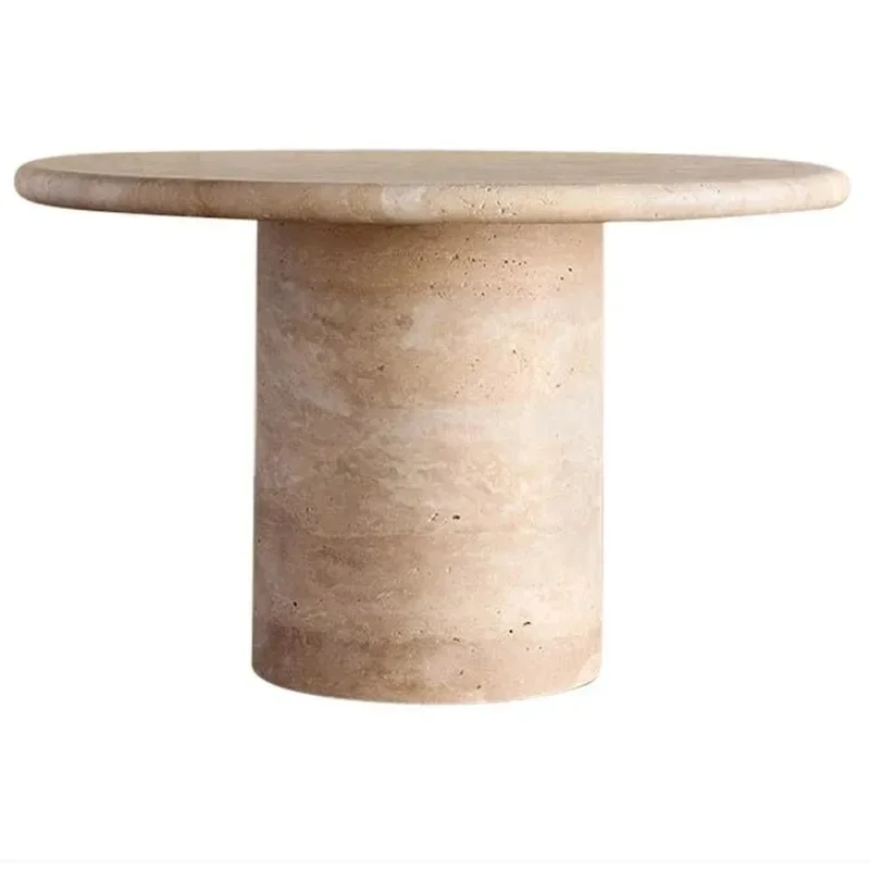 

Итальянский круглый обеденный стол из натурального травертина, вилла, отель, простой журнальный столик из травертина