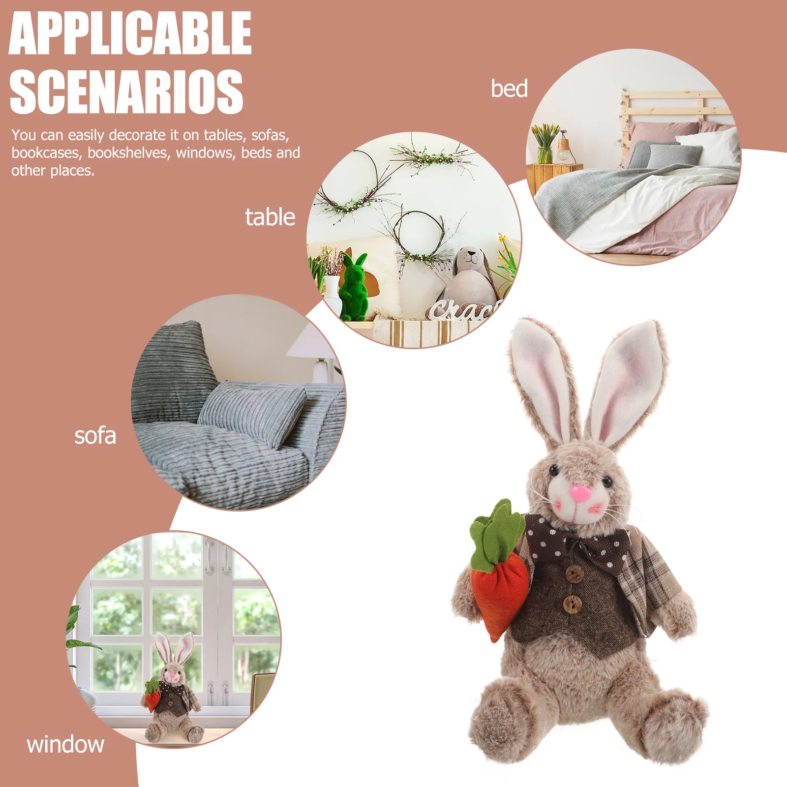 

Easter Rabbit Ornament Bunny Decor Stuffed Holiday Decoration Home Party Gift Soft Cloth Material Rabbit s
