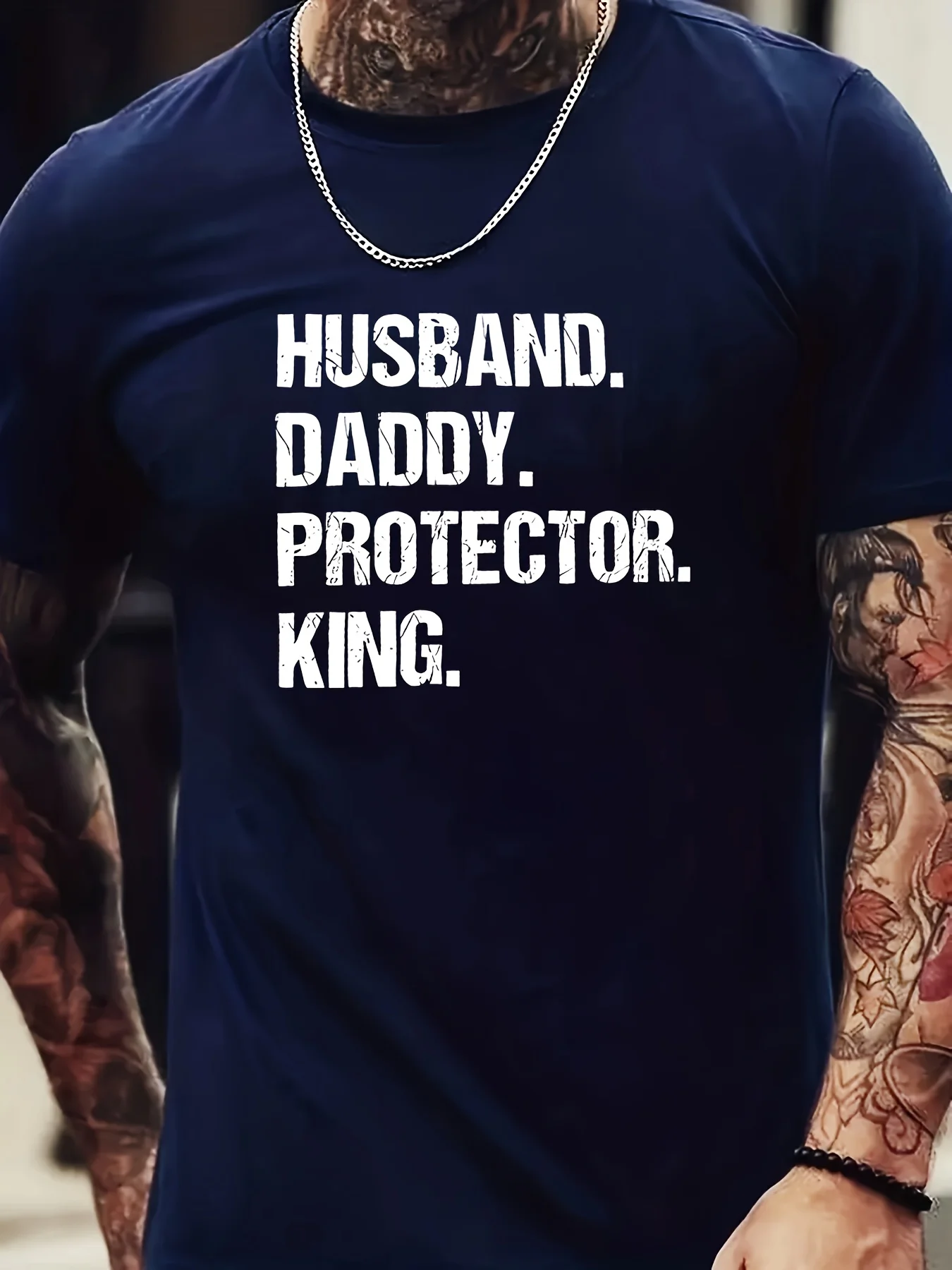 

Unique Husband Daddy Protector Graphic Print Tee -Soft Slight Stretch Crew Neck Short Sleeve T-Shirt for Men - All-Season Casual