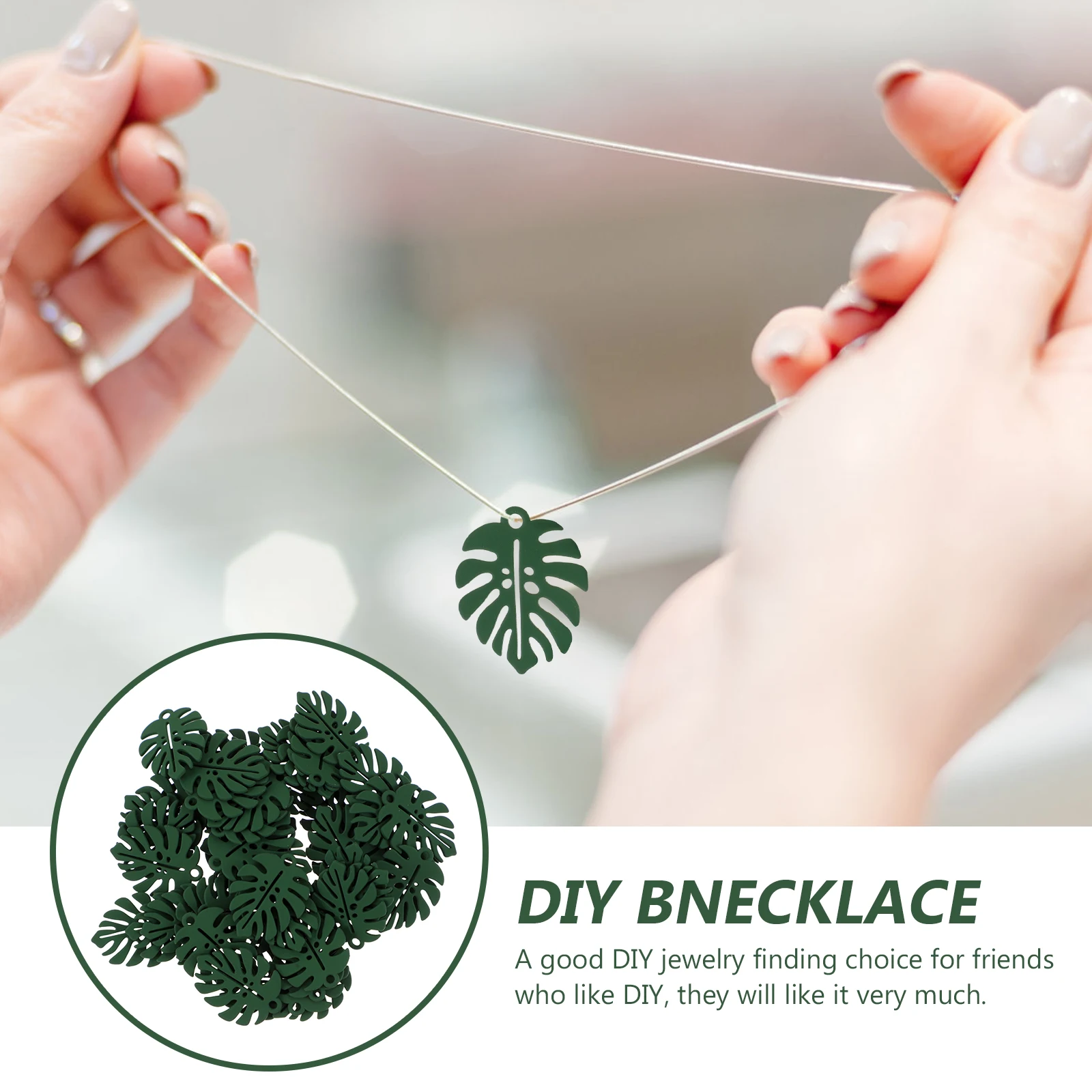 

Leaf Charms Retro Alloy Earrings Necklace Accessories Monstera for Green Pendants