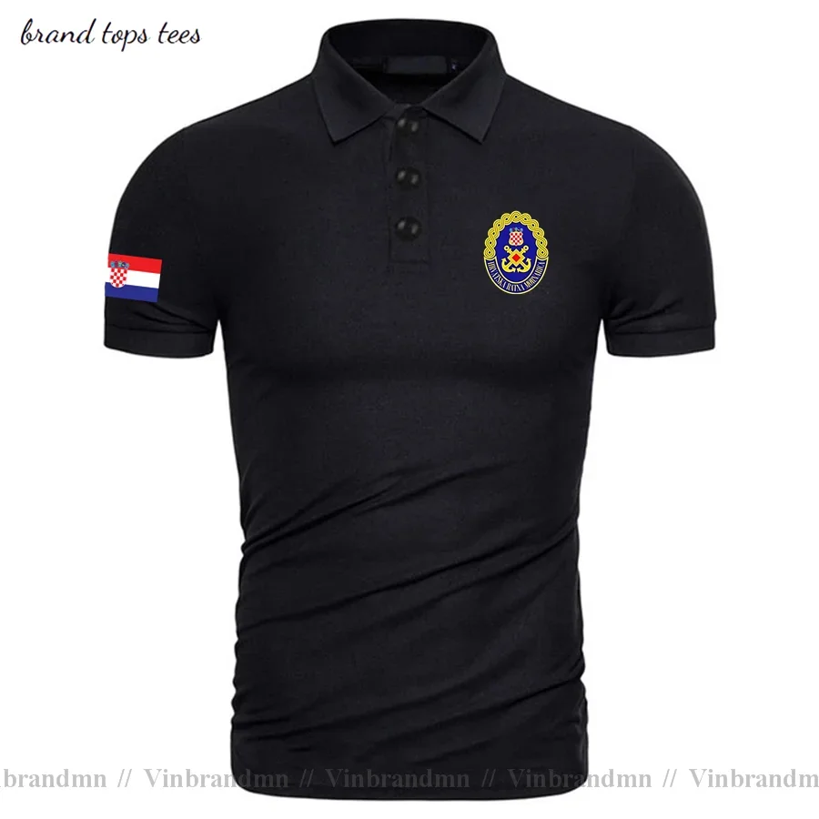 Navy Croatia Hrvatska Croatian HRV Croats Short sleeve Polo shirt Solid Comfort Mens Slim Fit Business POLO shirts Breathable