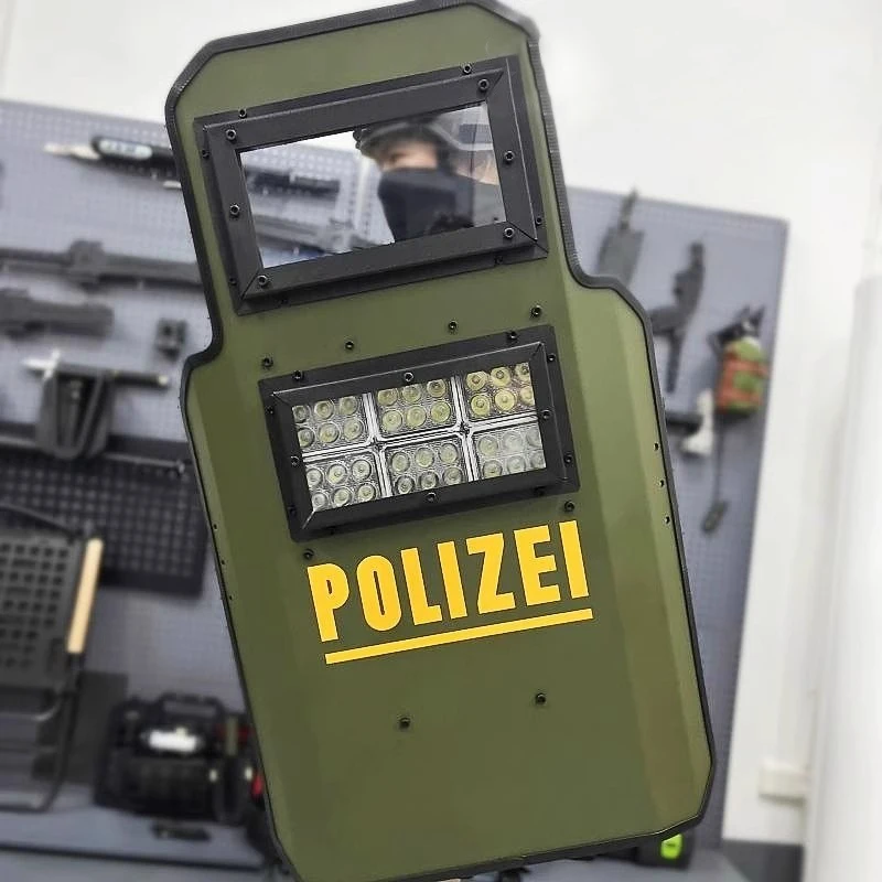 Hochintensiver ABS-Flash-Shield COS PLAY Spiel-Requisiten LED-Offroad-Licht Riot Flash Blitz Heavy Resistance Impact Shield Custom