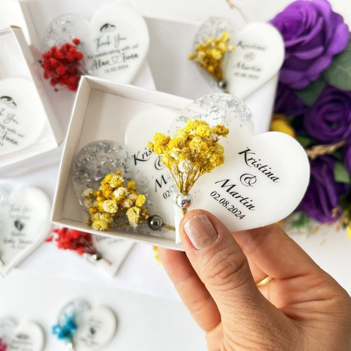 Personalized wedding favors, Wedding guest favors, Elegant Resin Epoxy Magnet, Bridal Shower Favors, Rustic Wedding Favors, Birt
