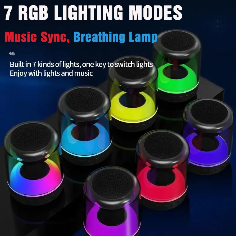 Portable LED RGB Atmosphere Lamp with TWS Bluetooth Music Speaker Subwoofer Mini Wireless Speaker USB Charge Novelty Night Light