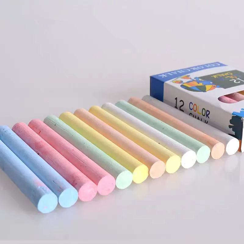 

12Pcs/Box Teaching Color Non-dust Healthy Chalk Children's Drawing Board Professional Matching Chalks Wholesale School Supplies