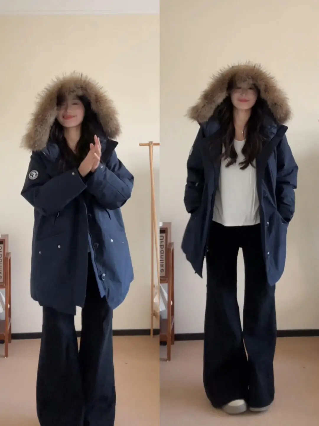 

Американское ретро-пальто с капюшоном и большим меховым воротником, утепленное, для женщин, зимнее, в корейском стиле, для повседневной носки