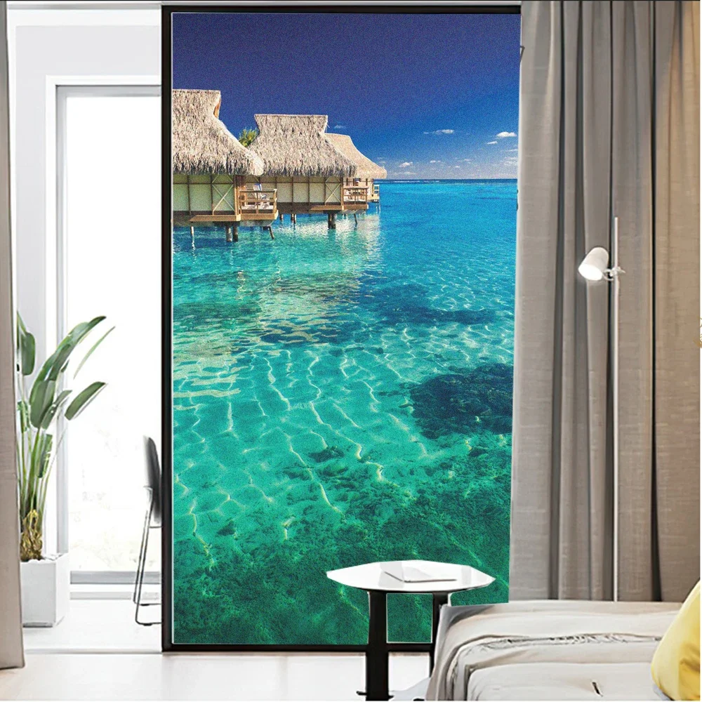 Seascape Window Film Privacy Frosted Glass Sticker Heat Insulation and Sunscreen  Window Sticker  Window Tint