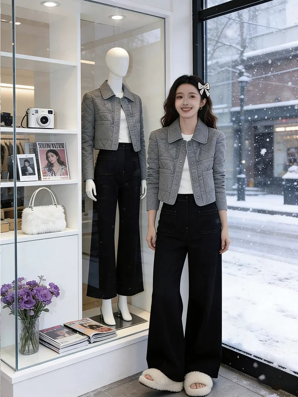 

ey ort Lightweight Cotton Jaet Women's Autumn Winter New Sle Casual Straight Cut Warmth Faionable Button up Coat