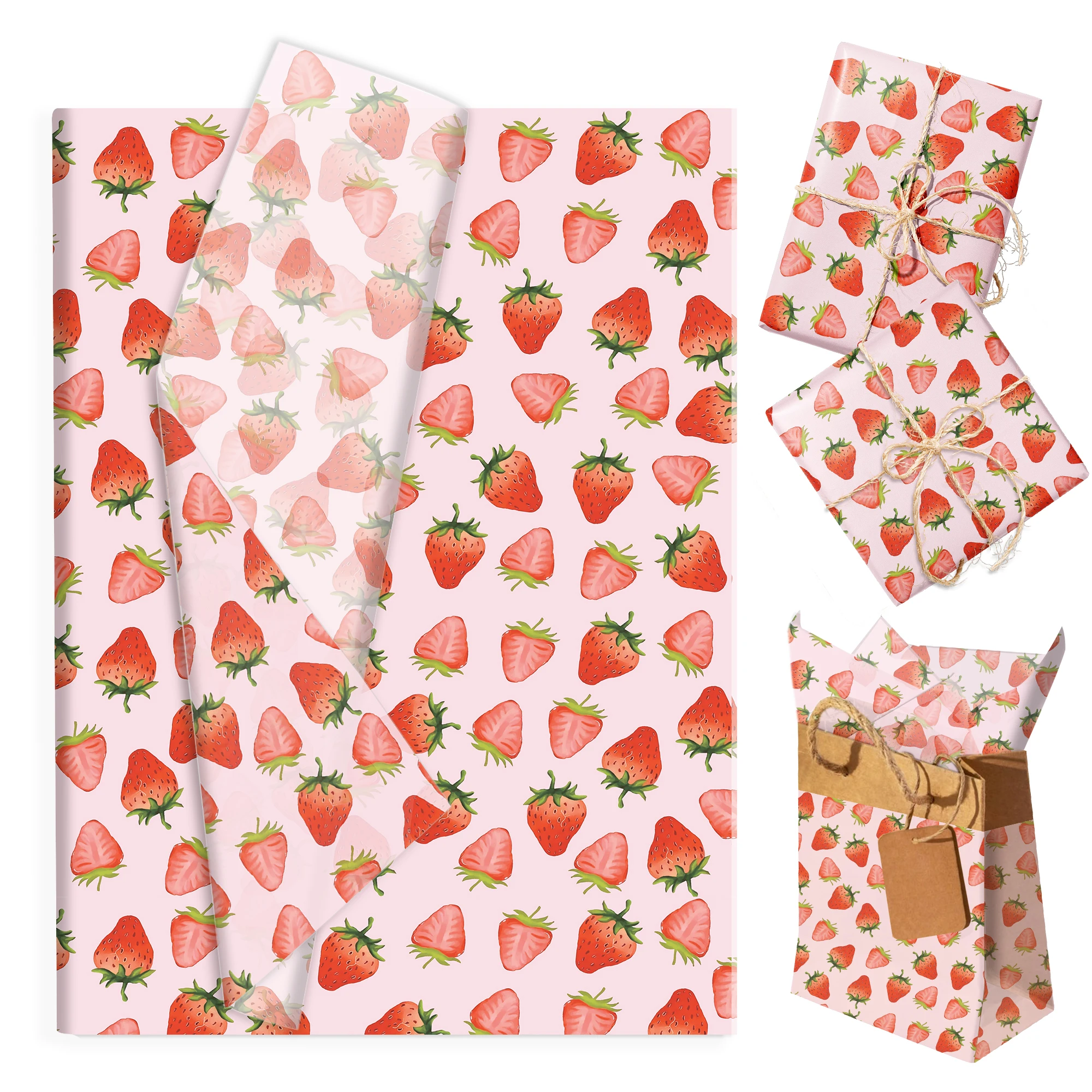 20/50/100 Stück Erdbeer-Seidenpapier Geschenkpapier Geburtstag Hochzeit Party Dekoration DIY Geschenkverpackungszubehör