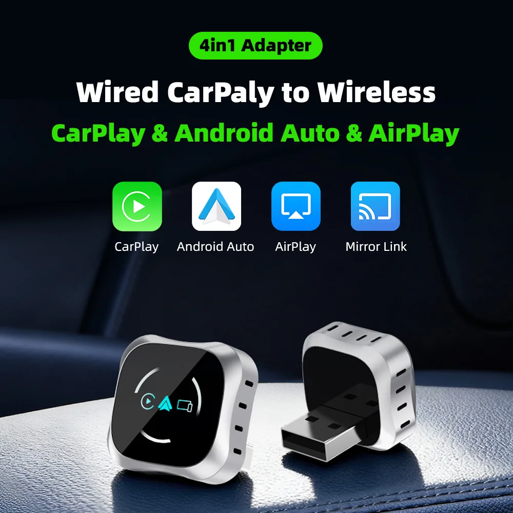 

4 in1 CarPlay Android Auto AirPlay Mirror Link Stable Bluetooth Adapter Wired To Wireless for Volvo Benz Mg Kia